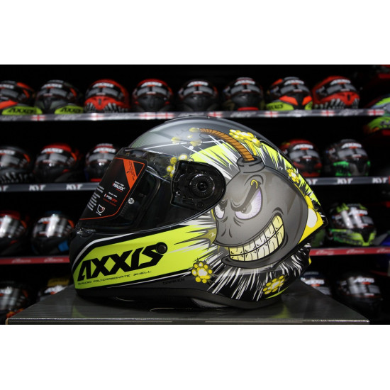 AXXIS - DRAKEN S < BOMBS A2 MATT GRAY GREY > FULL FACE MOTORCYCLE HELMET ROAD