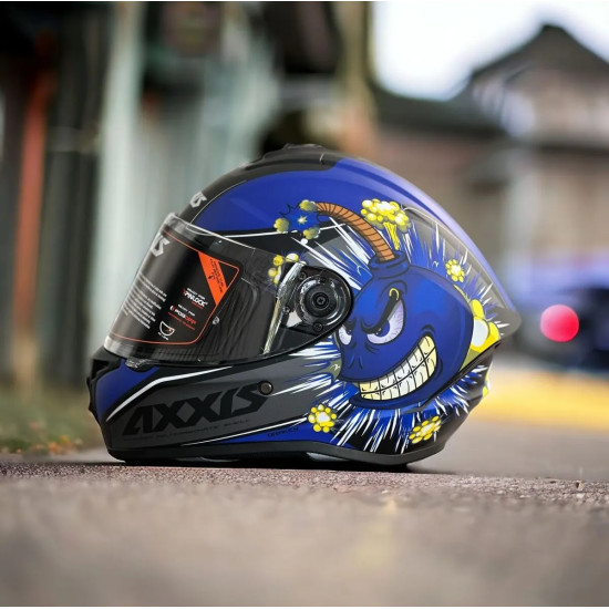 AXXIS - DRAKEN S < BOMBS B7 MATT BLUE > FULL FACE MOTORCYCLE HELMET ROAD