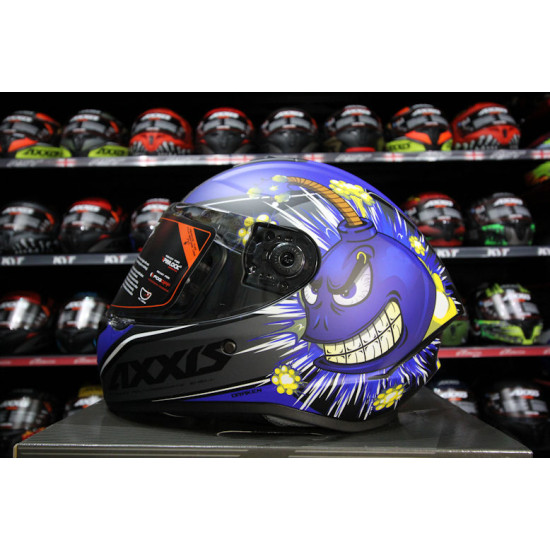 AXXIS - DRAKEN S < BOMBS B7 MATT BLUE > FULL FACE MOTORCYCLE HELMET ROAD