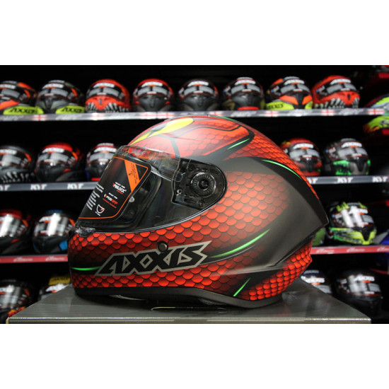 AXXIS - DRAKEN S < NAHESA A5 MATT RED > FULL FACE MOTORCYCLE HELMET ROAD