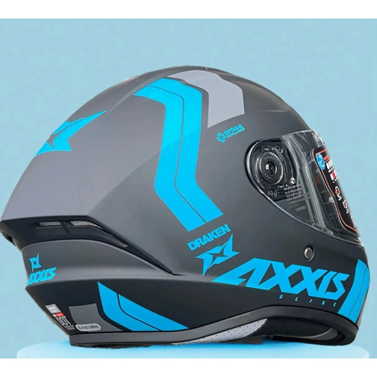 AXXIS - DRAKEN S < SLIDE B7 MATT FLURO BLUE > FULL FACE MOTORCYCLE HELMET ROAD