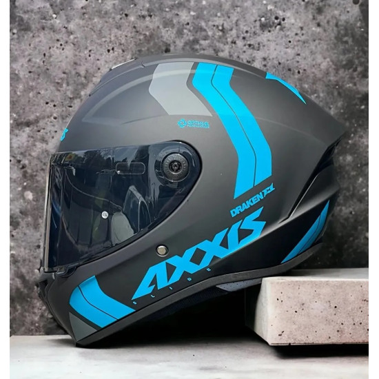 AXXIS - DRAKEN S < SLIDE B7 MATT FLURO BLUE > FULL FACE MOTORCYCLE HELMET ROAD