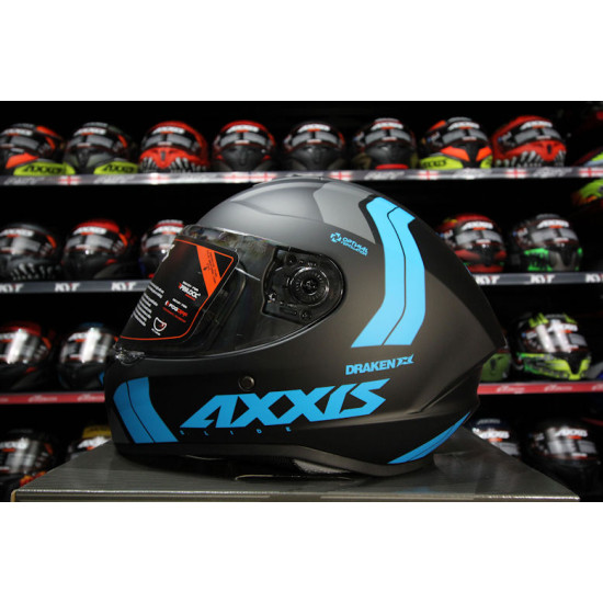 AXXIS - DRAKEN S < SLIDE B7 MATT FLURO BLUE > FULL FACE MOTORCYCLE HELMET ROAD