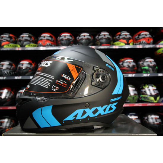 AXXIS - DRAKEN S < SLIDE B7 MATT FLURO BLUE > FULL FACE MOTORCYCLE HELMET ROAD