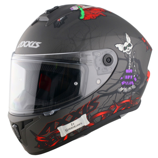 AXXIS - DRAKEN S < HORRORLAND MATT TITANIUM> FULL FACE MOTORCYCLE HELMET ROAD