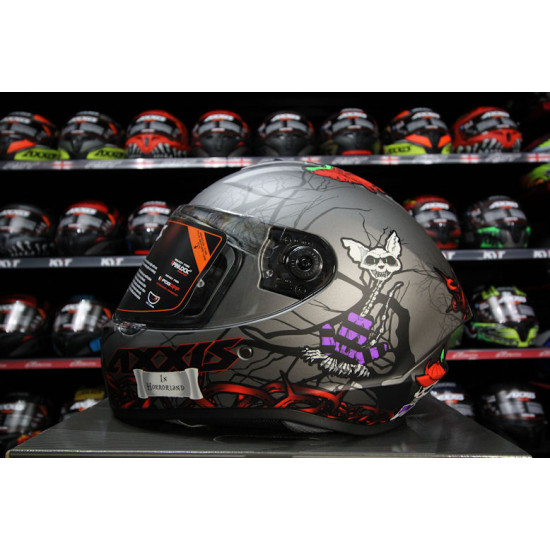 AXXIS - DRAKEN S < HORRORLAND MATT TITANIUM> FULL FACE MOTORCYCLE HELMET ROAD