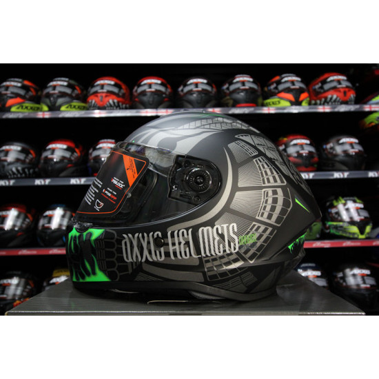 AXXIS - DRAKEN S < MAORI DEVIL B6 MATT GREEN > FULL FACE MOTORCYCLE HELMET ROAD