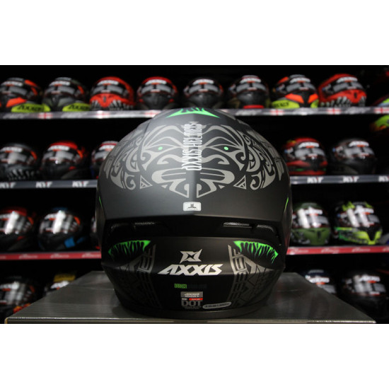 AXXIS - DRAKEN S < MAORI DEVIL B6 MATT GREEN > FULL FACE MOTORCYCLE HELMET ROAD