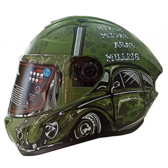 AXXIS - DRAKEN S < IRON PEACE C6 MATT GREEN > FULL FACE MOTORCYCLE HELMET ROAD