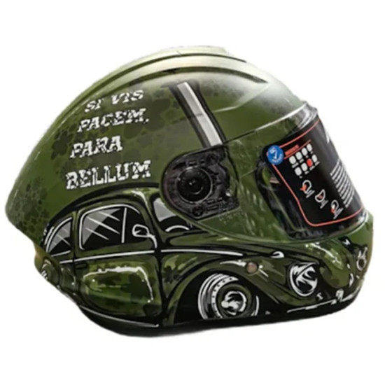 AXXIS - DRAKEN S < IRON PEACE C6 MATT GREEN > FULL FACE MOTORCYCLE HELMET ROAD