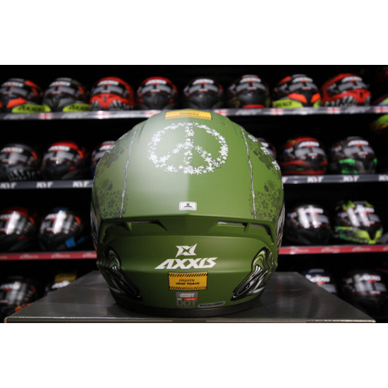 AXXIS - DRAKEN S < IRON PEACE C6 MATT GREEN > FULL FACE MOTORCYCLE HELMET ROAD