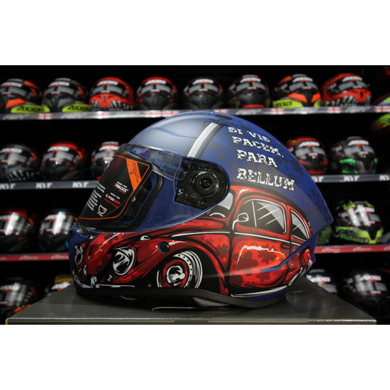 AXXIS - DRAKEN S < IRON PEACE C7 MATT BLUE > FULL FACE MOTORCYCLE HELMET ROAD