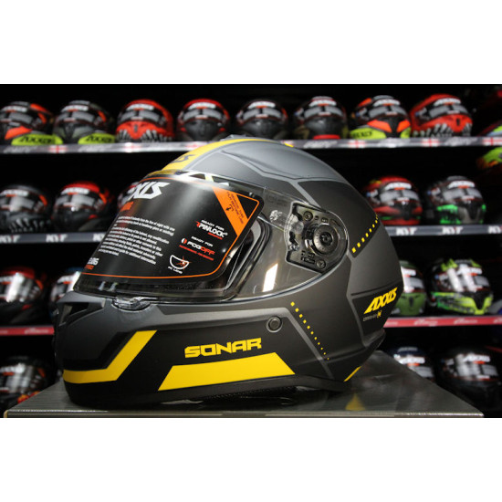 AXXIS - DRAKEN S < SONAR C3 MATT YELLOW > FULL FACE MOTORCYCLE HELMET ROAD