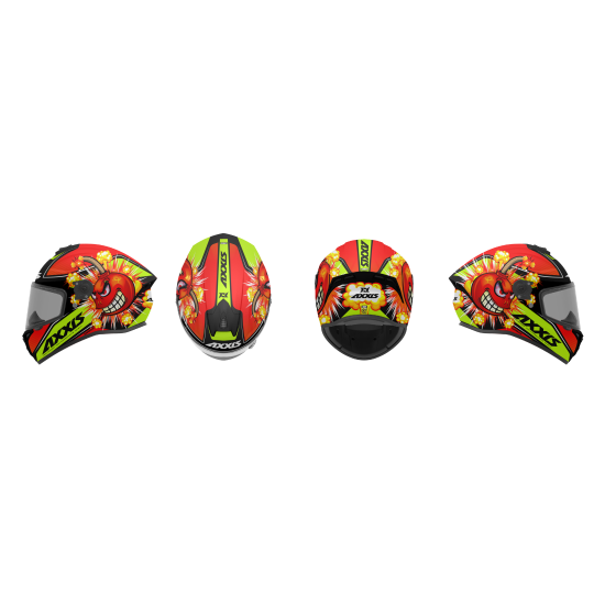 AXXIS - DRAKEN S < BOMBS A5 MATT RED > FULL FACE MOTORCYCLE HELMET ROAD