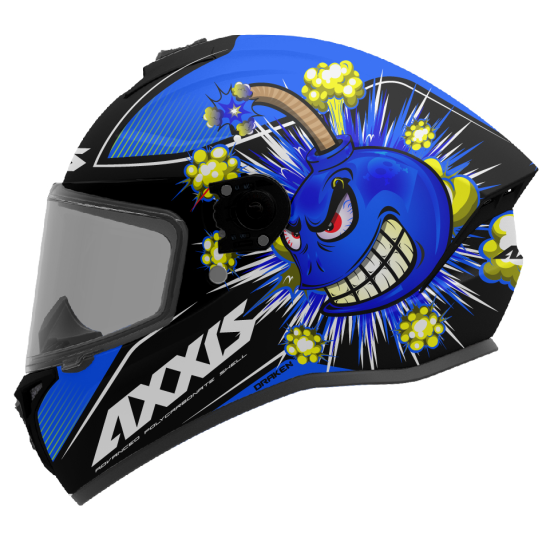 AXXIS - DRAKEN S < BOMBS B7 MATT BLUE > FULL FACE MOTORCYCLE HELMET ROAD