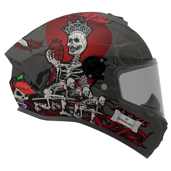 AXXIS - DRAKEN S < HORRORLAND MATT TITANIUM> FULL FACE MOTORCYCLE HELMET ROAD