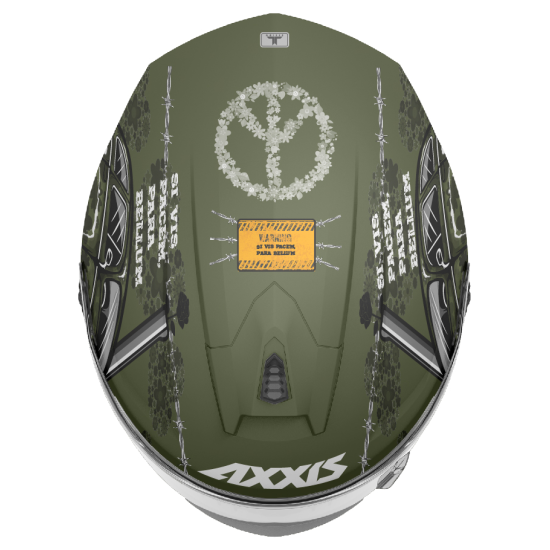 AXXIS - DRAKEN S < IRON PEACE C6 MATT GREEN > FULL FACE MOTORCYCLE HELMET ROAD