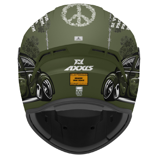 AXXIS - DRAKEN S < IRON PEACE C6 MATT GREEN > FULL FACE MOTORCYCLE HELMET ROAD