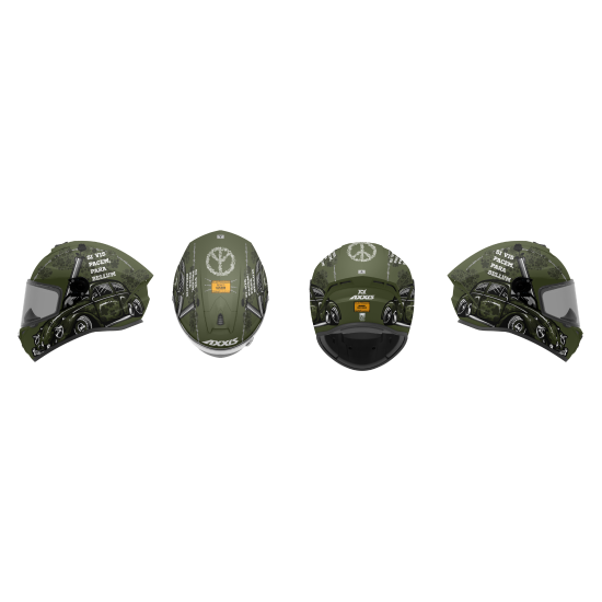 AXXIS - DRAKEN S < IRON PEACE C6 MATT GREEN > FULL FACE MOTORCYCLE HELMET ROAD