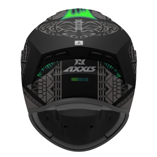 AXXIS - DRAKEN S < MAORI DEVIL B6 MATT GREEN > FULL FACE MOTORCYCLE HELMET ROAD