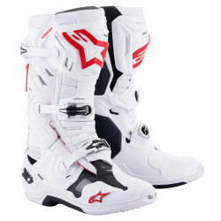 ALPINESTARS TECH 10 SuperVented < WHITE BRIGHT RED > OFF ROAD DIRT BIKE BOOTS