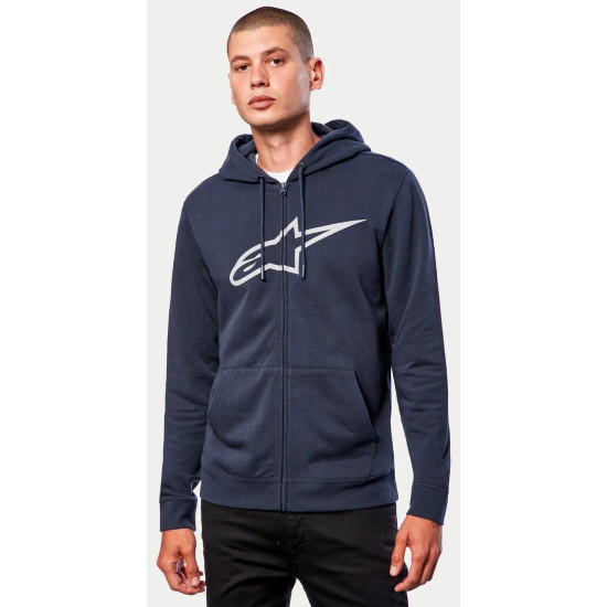 ALPINESTARS "AGELESS II ZIP HOODIE" CASUAL SWEATSHIRT JUMPER < NAVY BLUE / WHITE >