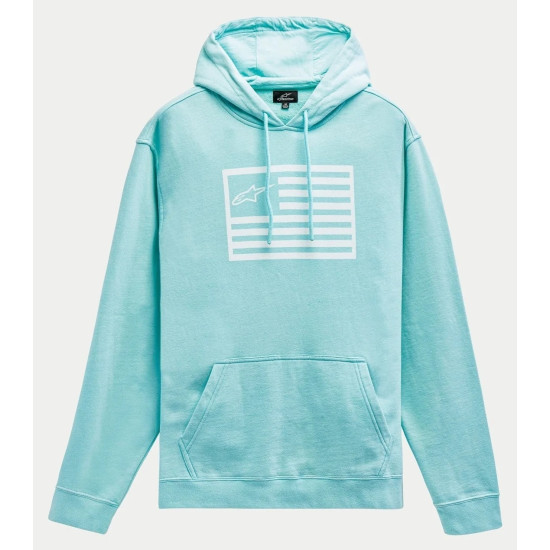 ALPINESTARS "ARTIFACT HOODIE" CASUAL SWEATSHIRT JUMPER < LIGHT AQUA / TEAL / TIFFANY COLOUR > USA / AMERICAN FLAG LOGO