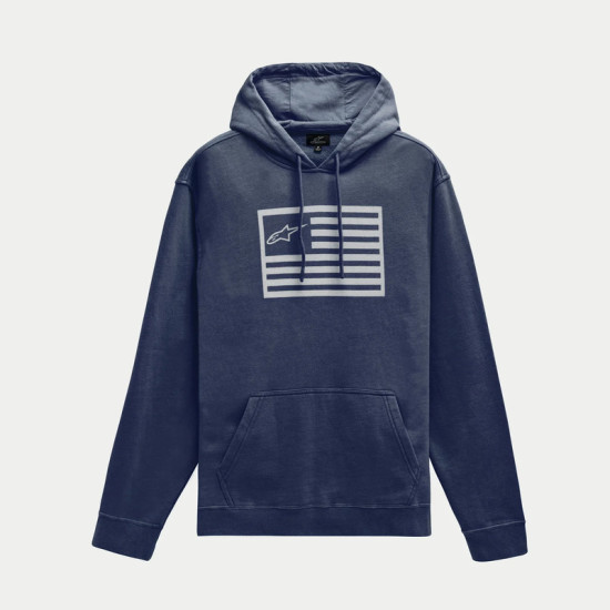 ALPINESTARS "ARTIFACT HOODIE" CASUAL SWEATSHIRT JUMPER < NAVY BLUE > USA / AMERICAN FLAG LOGO