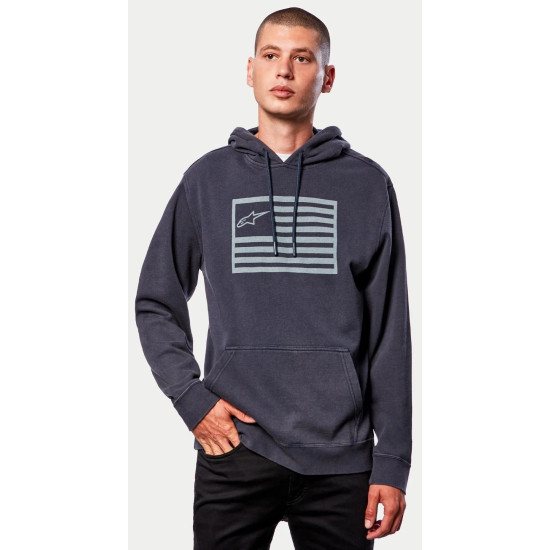 ALPINESTARS "ARTIFACT HOODIE" CASUAL SWEATSHIRT JUMPER < NAVY BLUE > USA / AMERICAN FLAG LOGO