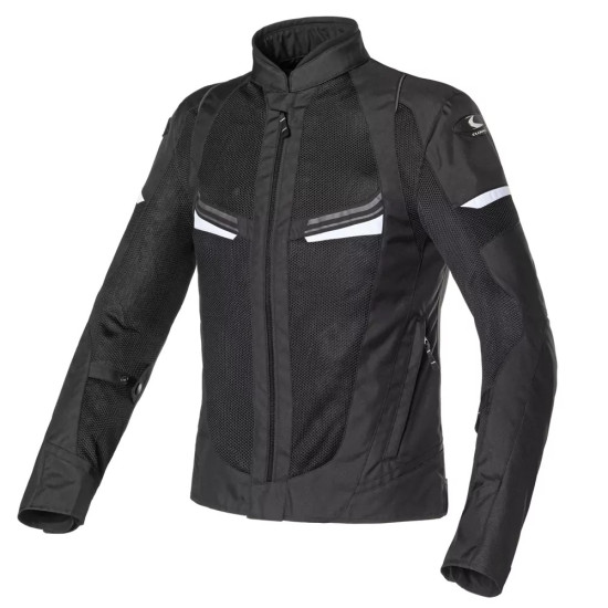 CLOVER AIRJET-5 LIGHT WEIGHT SUMMER MESH VENTED PREMIUM MOTORCYCLE JACKET < BLACK W/WHITE >