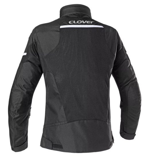 CLOVER AIRJET-5 LIGHT WEIGHT SUMMER MESH VENTED PREMIUM MOTORCYCLE JACKET < BLACK W/WHITE >