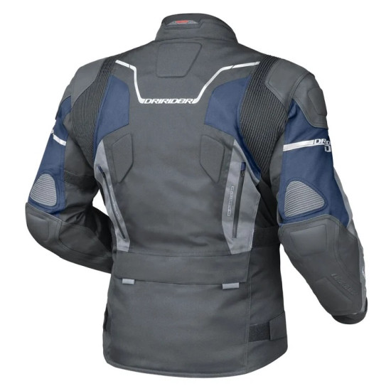 DRIRIDER Nordic 4 Airflow Leather Textile Sports Touring Jacket < black cobalt blue > Sizes S - M - L - XL - 2XL - 3XL - 4XL