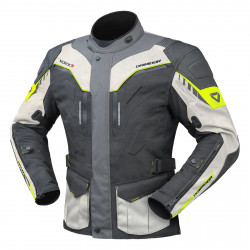 DRIRIDER Nordic V Leather Textile Sports Touring Jacket < grey gray lime > Sizes XS - S - M - L - XL - 2XL - 3XL - 4XL - 6XL