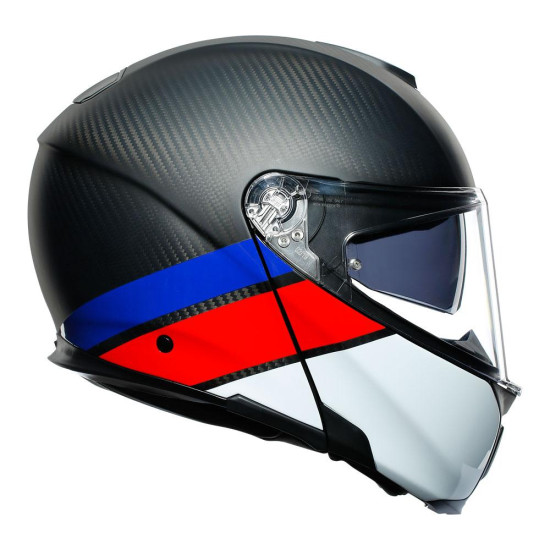AGV - SPORTMODULAR "LAYER CARBON / RED / BLUE" TOURING FLIP UP OPEN MOTORCYCLE HELMET