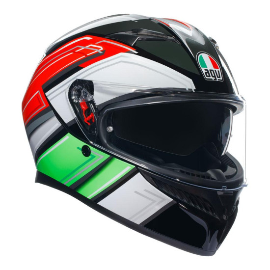AGV - K-3 "WING BLACK / ITALY / GREEN / WHITE / RED" MOTORCYCLE HELMET < NEW 2024 K3 V2 > SIZES S M L XL