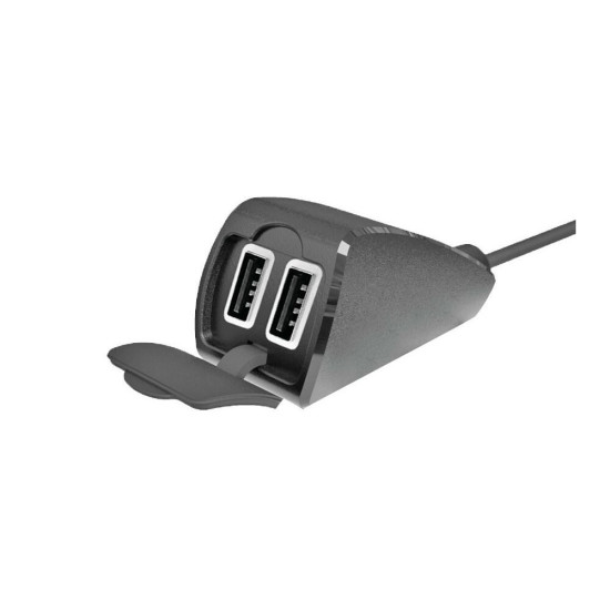 LAMPA TREK DOUBLE ( TWIN PORTS ) USB HANDLEBAR CHARGER < FOR YOUR MOTORCYCLE OR SCOOTER > - 12/24Volt