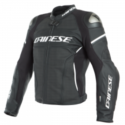 DAINESE RACING 3 D-AIR PERFORATED LEATHER JACKET BLACK MATT WHITE