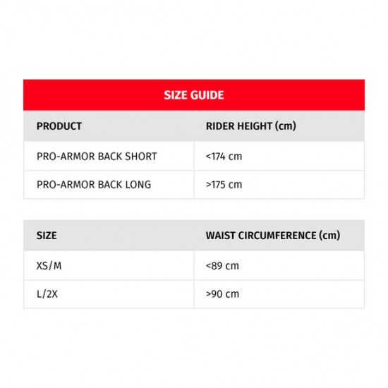 DAINESE PRO-ARMOR BACK PROTECTOR "SHORT" ARMOUR (RIDER HEIGHT LESS THAN 174CM)