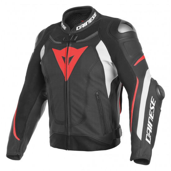 DAINESE SUPER SPEED 3 LEATHER JACKET < BLACK WHITE FLURO RED >