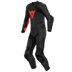 DAINESE LAGUNA SECA 5 1 PIECE PERFORATED LEATHER RACE SUIT < BLACK FLURO RED >