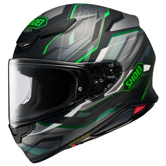 SHOEI NXR2 - < CAPRICCIO TC-4 BLACK GREEN WHITE > MOTORCYCLE ROAD RACE HELMET