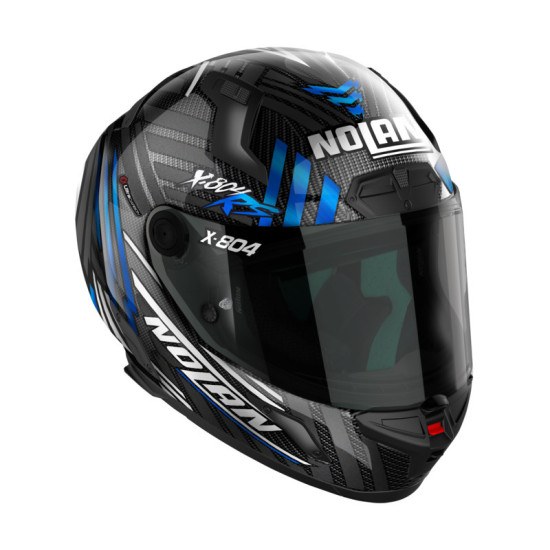 NOLAN X-LITE X-804RS ULTRA CARBON "SPECTRE CARBON BLUE CHROME" ROAD RACE HELMET