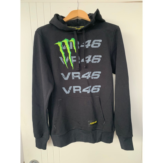 VALENTINO ROSSI SWEATSHIRT / JUMPER BLACK GREEN "MONSTER ENERGY HOODY HOODIE FLEECE" OFFICIAL VR46 MERCHANDISE 