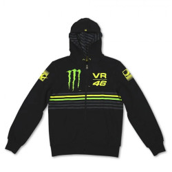 VALENTINO ROSSI SWEATSHIRT / JUMPER STRIPED BLACK GREEN "MONSTER ENERGY HOODY HOODIE FLEECE" OFFICIAL VR46 MERCHANDISE 