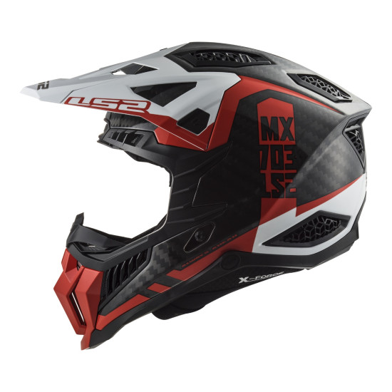 LS2 MX703 - CARBON X FORCE VICTORY < MATTE CARBON / RED / WHITE > MX OFF ROAD DIRT BIKE MOTORCYCLE HELMET