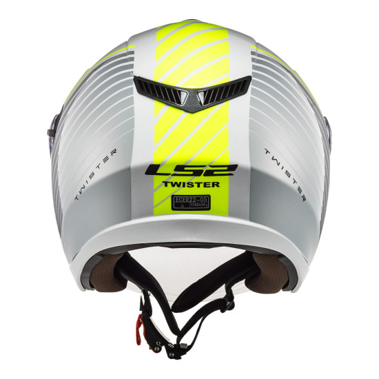 LS2 OF573 - TWISTER II OPEN FACE SCOOTER HELMET < WHITE / SILVER / FLURO YELLOW > MOTORCYCLE ROAD HELMET