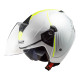 LS2 OF573 - TWISTER II OPEN FACE SCOOTER HELMET < WHITE / SILVER / FLURO YELLOW > MOTORCYCLE ROAD HELMET