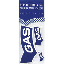 GAS HRC HONDA - "GAS" DECAL / STICKER KIT (6 IN TOTAL)