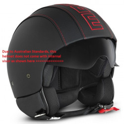 MOMO - HERO "BLACK WITH RED STITCH" COVERED IN REAL LEATHER