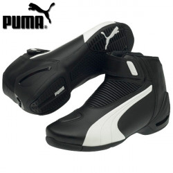 PUMA FLAT 2 V2 SHORT / LOW MOTORCYCLE BOOTS Black / White